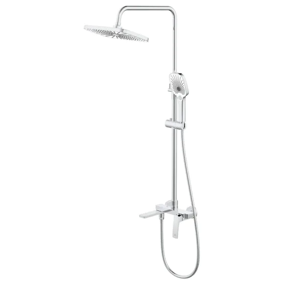 Душевая система Azario Conda с квадратным тропическим душем, керамический картридж, шланг 150 см, хром (AZ-K2411)