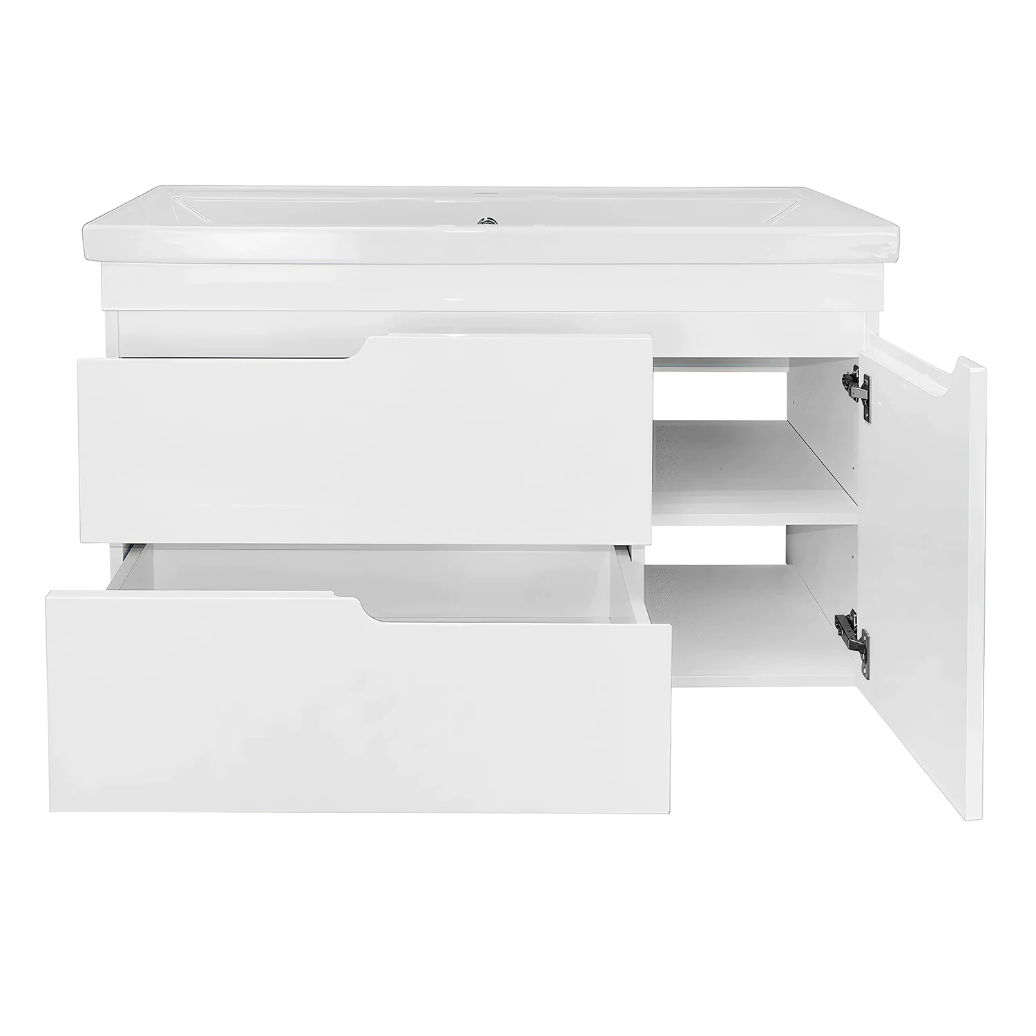 Комплект Тумба Azario KANTRI 100/2 1005х455х870 подвесная, дверь с раковиной Фостер 100, белый глянец (CS00097258) — фото №4