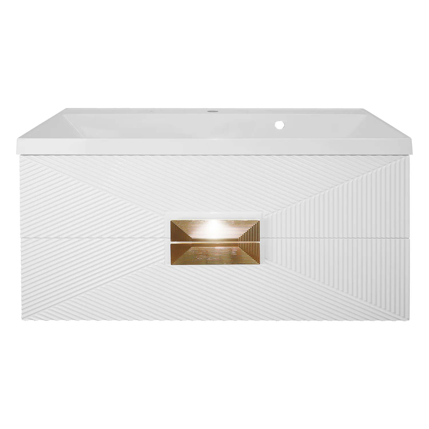 Комплект Azario ZENA Тумба 100/2 1000х450х585 подвесная, с раковиной CLASSIK 100, белый глянец, ручка золото (CS00097709) — фото №3
