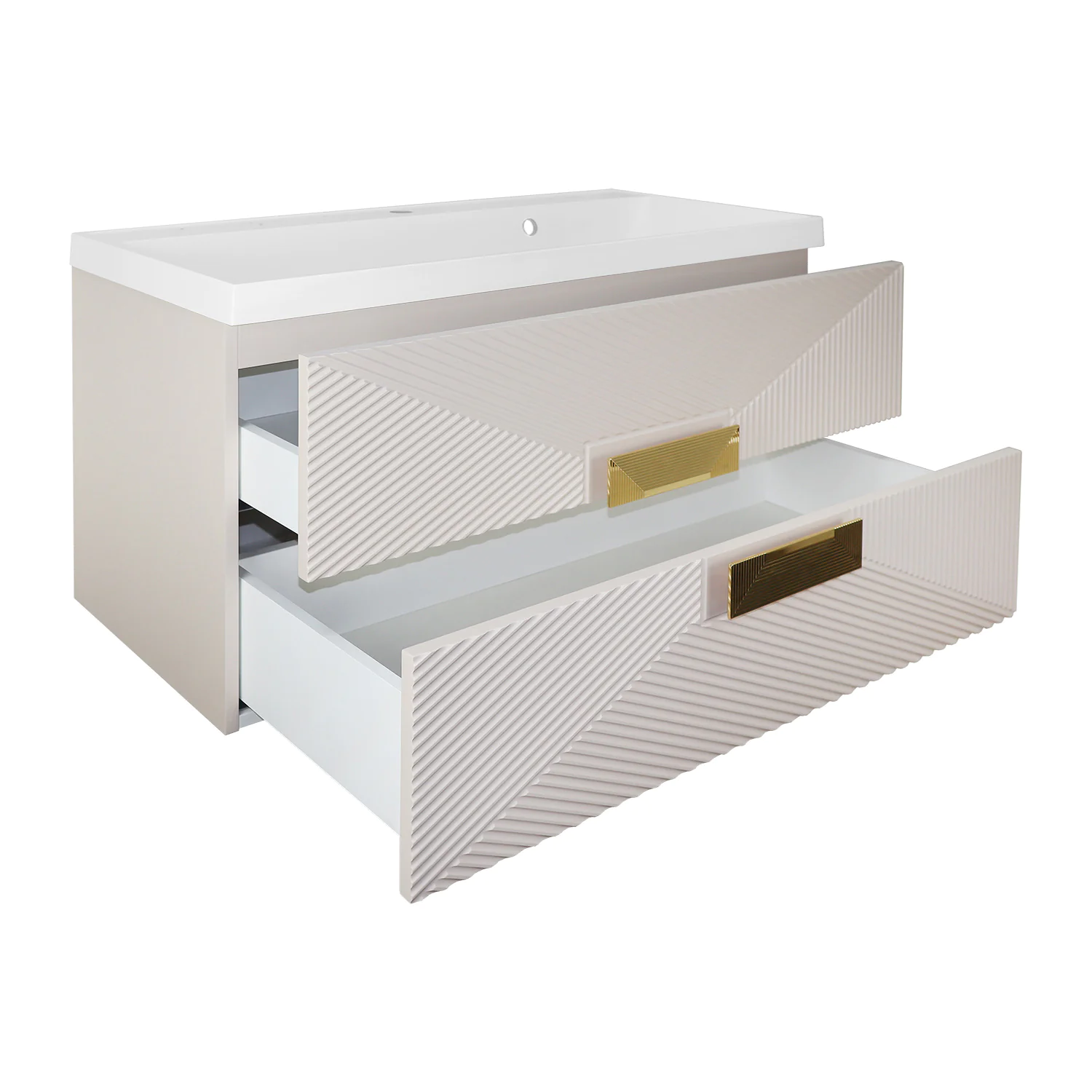 Комплект Azario ZENA Тумба 80/2 800х450х585 подвесная, с раковиной CLASSIK 80, кашемир, ручка золото (CS00097029) — фото №2