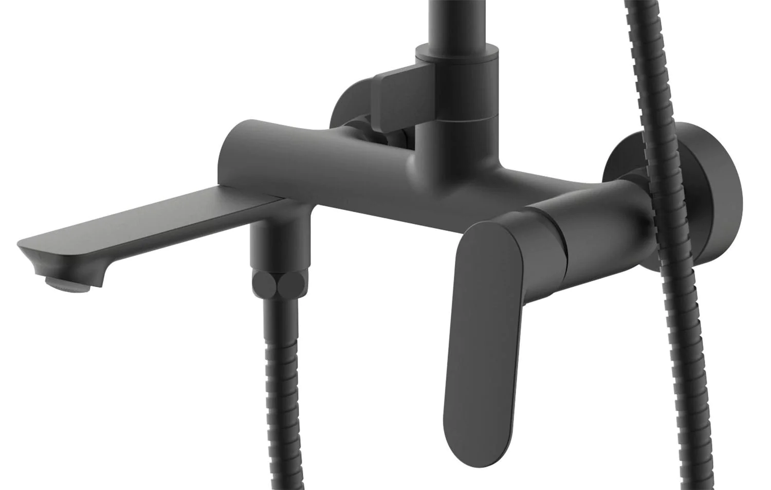 Душевая система Azario Alanti с квадратным тропическим душем, керамический картридж, шланг 150 см, черный матовый (AZ-K2332-1B) — фото №2