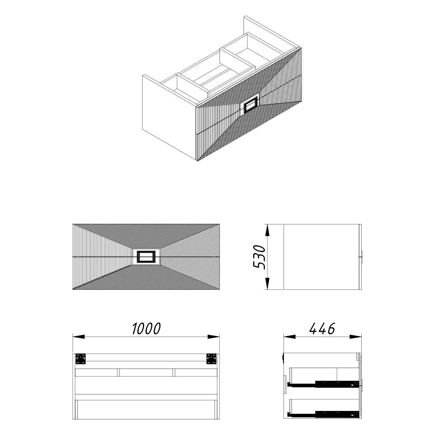 Комплект Azario ZENA Тумба 100/2 1000х450х585 подвесная, с раковиной CLASSIK 100, кашемир, ручка золото (CS00096979) — фото №7