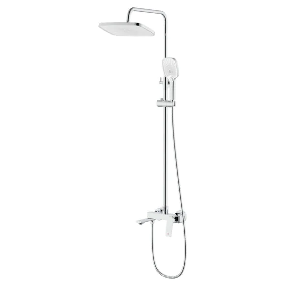 Душевая система Azario Lursy с квадратным тропическим душем, керамический картридж, шланг 150 см, хром (AZ-K2349)