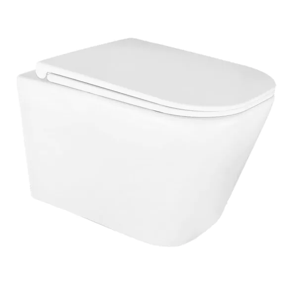 Унитаз подвесной Azario ESCONDA 345х490х350 безободковый, смыв «Скрытое Торнадо», с быстросъемным сиденьем микролифт (AZ-2805E)