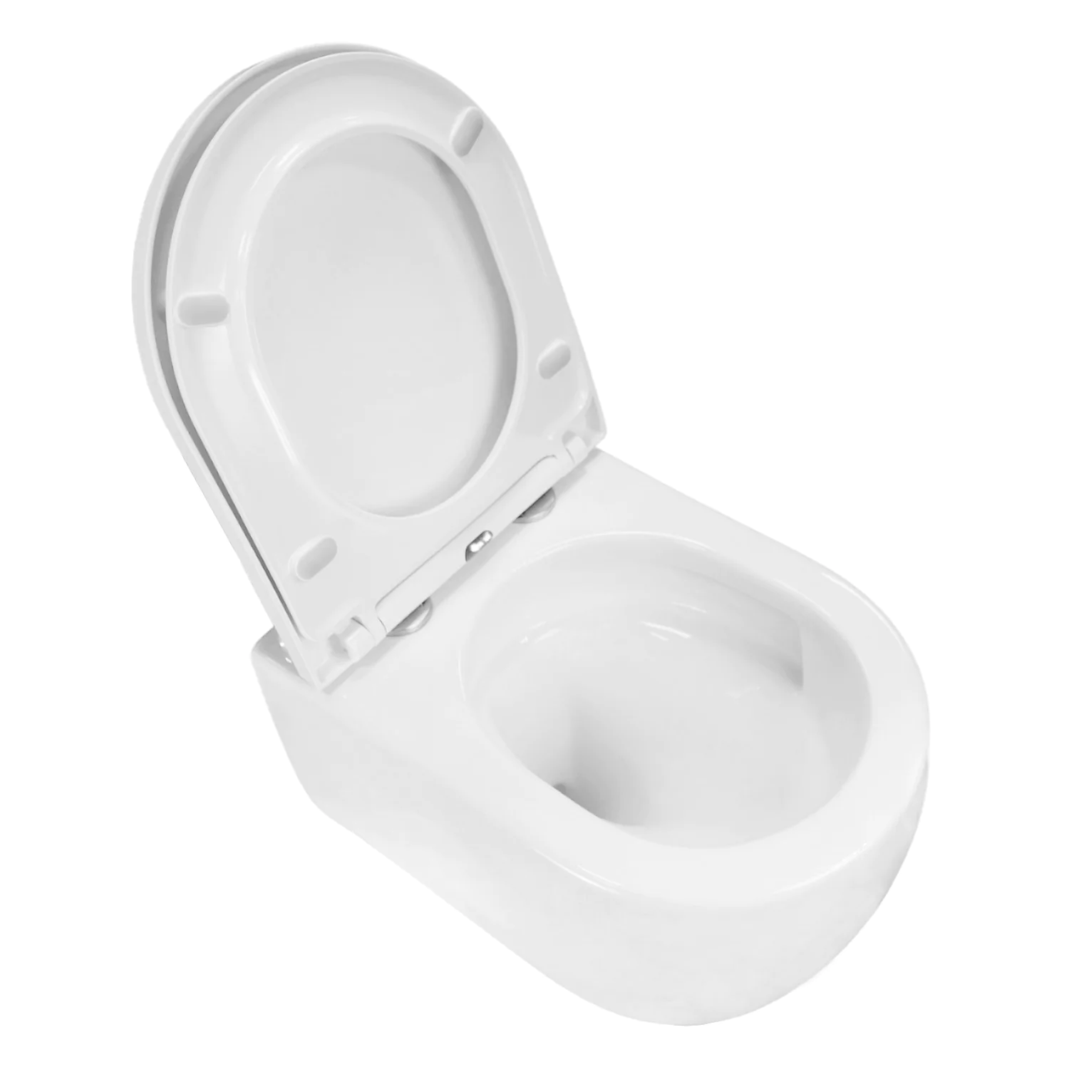 Унитаз подвесной Azario Rime 490х360х360 безободковый, система смыва «Скрытое Торнадо», в комплекте с быстросъемным сиденьем «Микролифт» (AZ-1683WHD) — фото №5