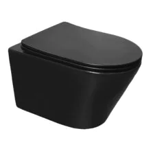 Унитаз подвесной Azario VELA 360х480х360 безободковый, система смыва «Торнадо», с быстросъемным сиденьем «Микролифт», черный матовый (AZ-2480MB)