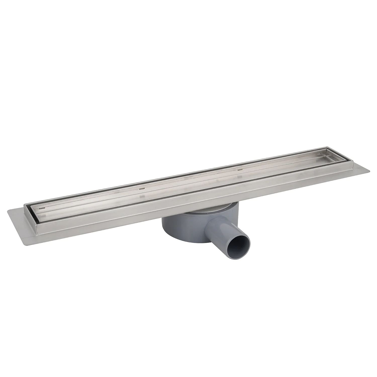 Душевой лоток AZARIO 550 мм, D40(50), решетка из нержавеющей стали «под плитку», металлический желоб, поворот 360°, комбинированный затвор (AZT3TILE550) — фото №1