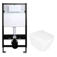 Сет: Инсталляция для подвесного унитаза AZARIO FORTE 3/6л.+ подвесной унитаз Loranto DELPHI, с системой смыва Tornado, сиденье микролифт (AZ-100-100F+91343)