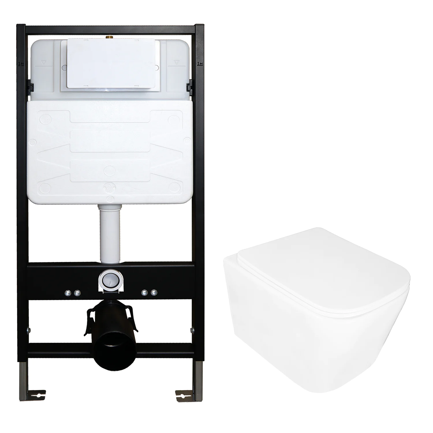 Сет: Инсталляция для подвесного унитаза AZARIO FORTE 3/6л.+ подвесной унитаз Loranto DELPHI, с системой смыва Tornado, сиденье микролифт (AZ-100-100F+91343) — фото №1