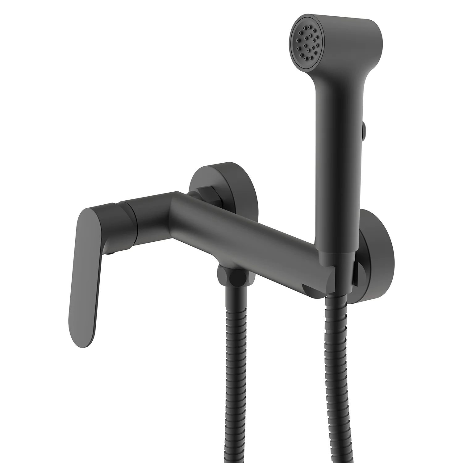 Гигиенический душ Azario Alanti со смесителем, керамический картридж, однорычажный, шланг 150 см, черный матовый (AZ-K2532B) — фото №1
