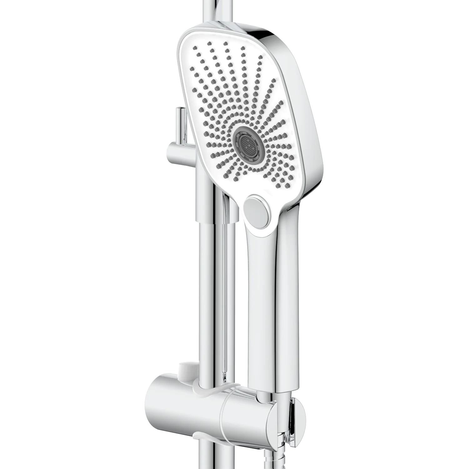 Душевая система Azario Conda с квадратным тропическим душем, керамический картридж, шланг 150 см, хром (AZ-K2411) — фото №3