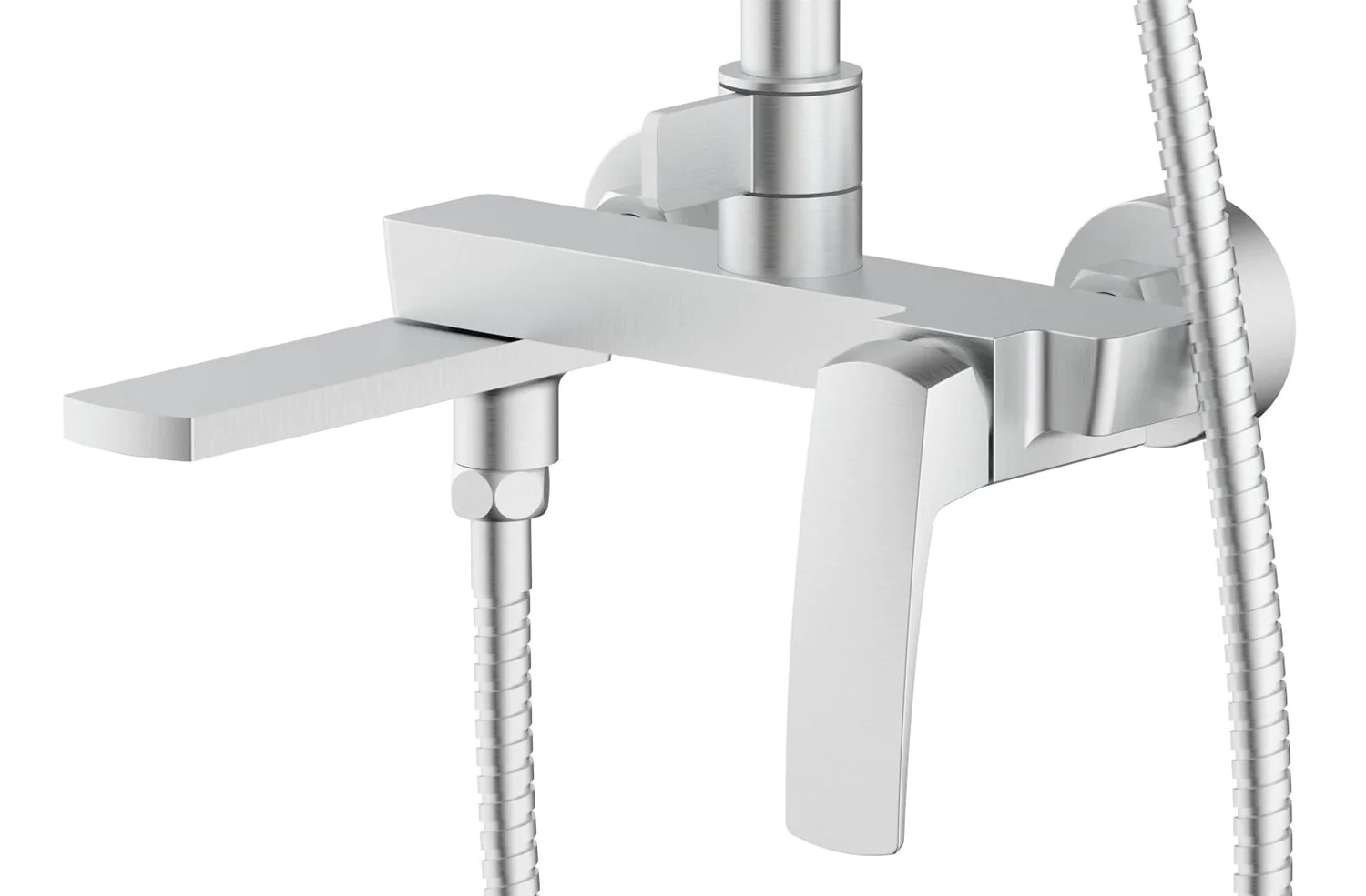 Душевая система Azario Conda с квадратным тропическим душем, керамический картридж, шланг 150 см, сатин (AZ-K2411BN) — фото №2