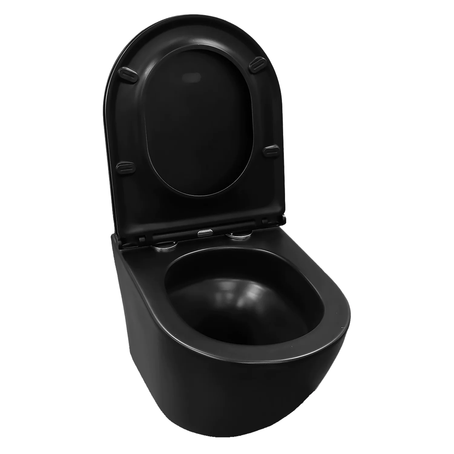 Унитаз подвесной Azario Grado 370х490х360 безободковый, слив «Скрытое Торнадо», с быстросъемным сидением микролифт, черный матовый (AZ-0046-UQ3-MB) — фото №4