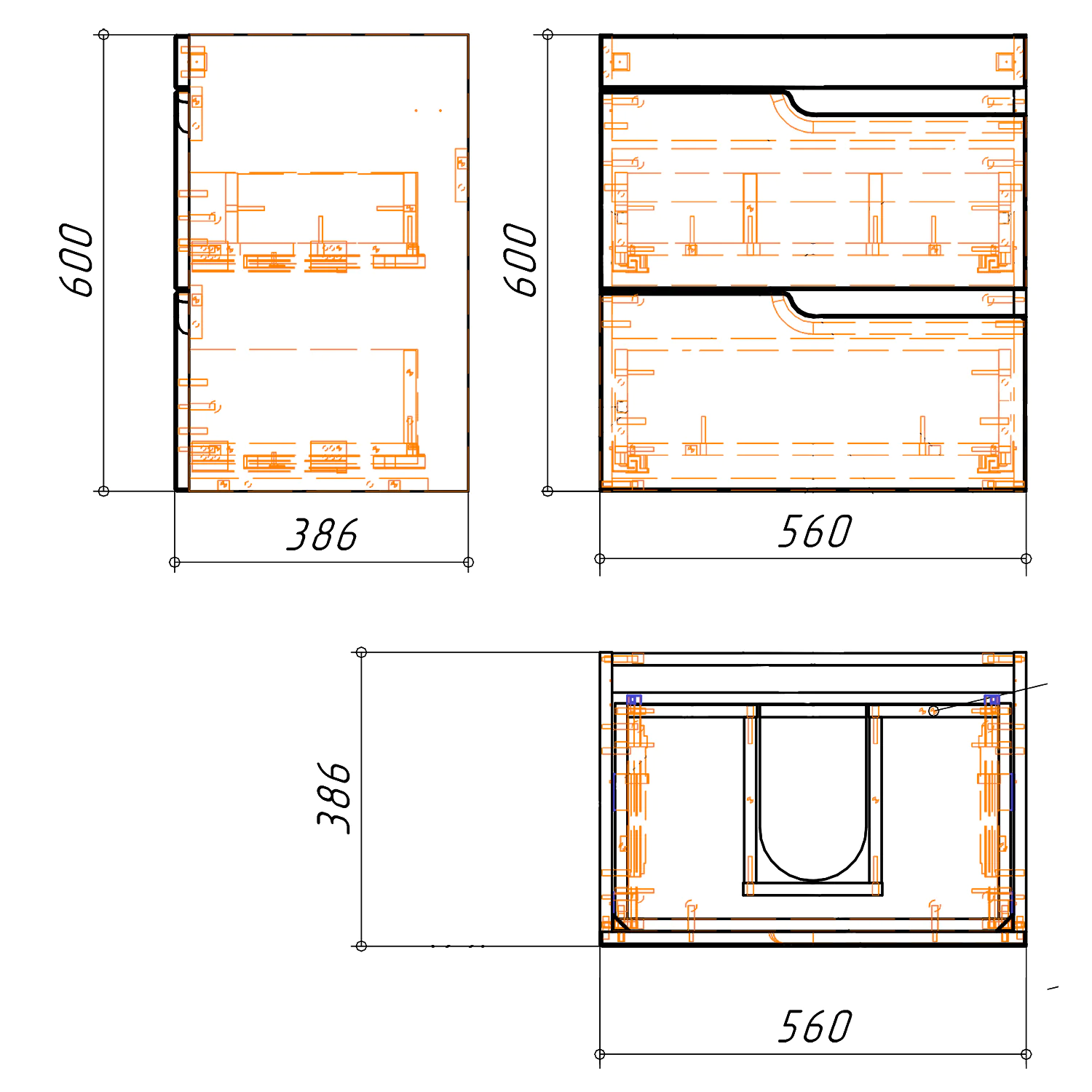 Комплект Тумба Azario KANTRI 60/2 605х405х650 подвесная, с раковиной Фостер 60, белый глянец (CS00097248) — фото №8