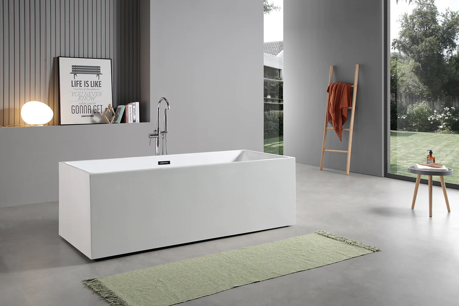 Ванна акриловая Azario MODERN 1700x750x580 отдельностоящая, в комплекте с сифоном и металлической рамой (AZ-6601-17075) — фото №3