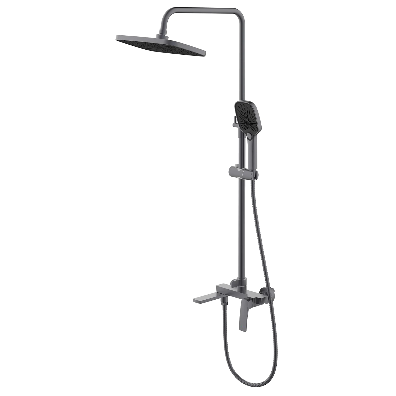 Душевая система Azario Conda с квадратным тропическим душем, керамический картридж, шланг 150 см, графит (AZ-K2411GR) — фото №1
