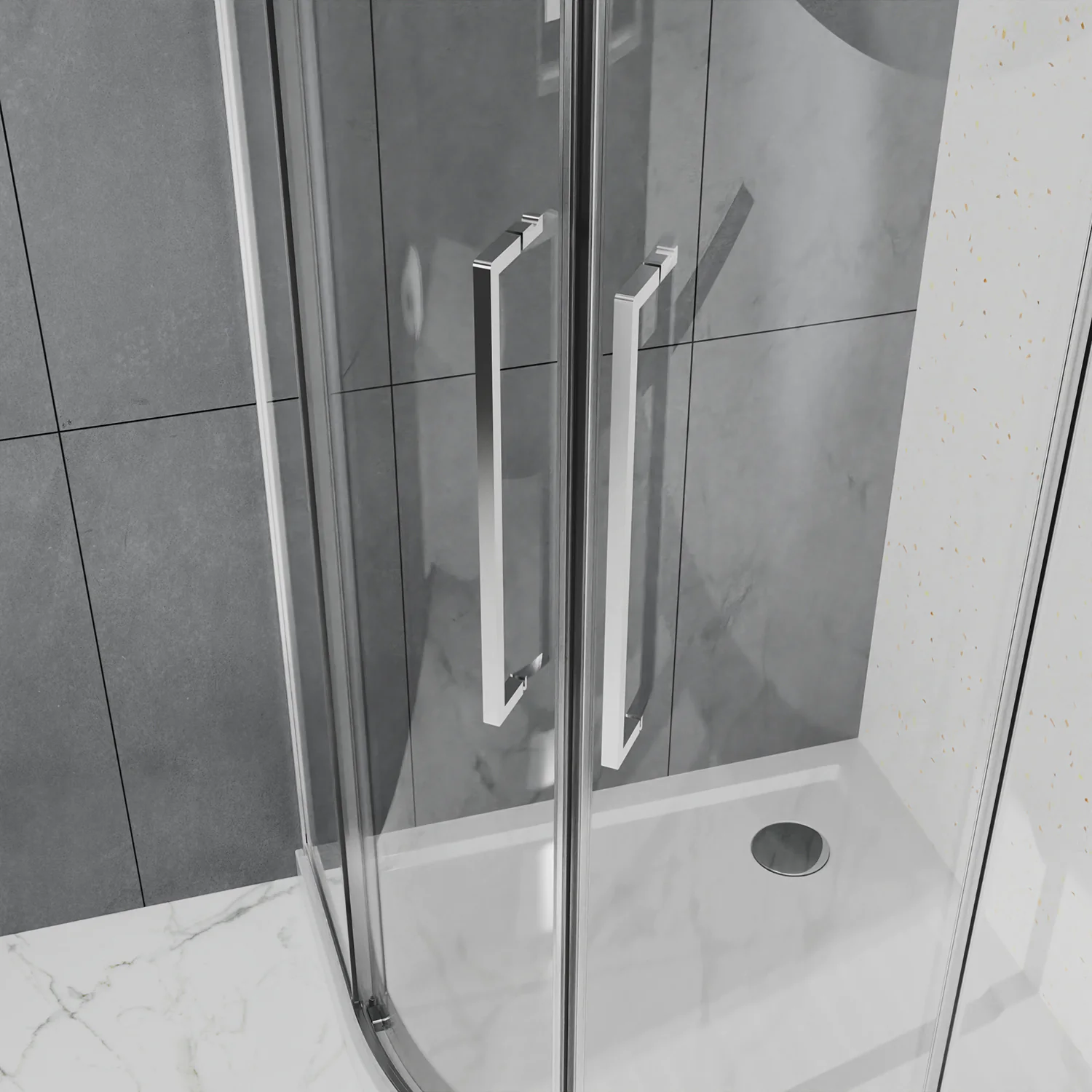 Душевое ограждение Azario SHANGHAI 900х900х1950 четверть круга, прозрачное стекло 6 мм, профиль графит матовый (AZ-S43-90-MGR-CL) — фото №5