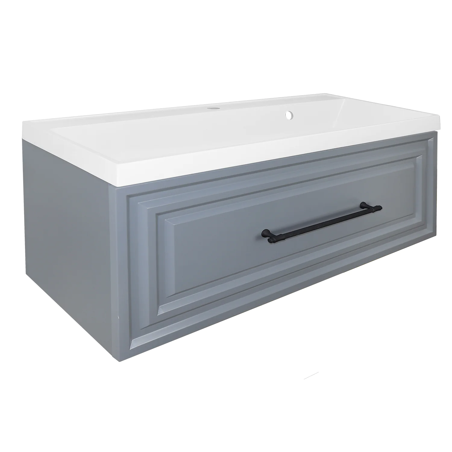 Комплект Тумба Azario LAURA 100 1000х450х455 подвесная, с раковиной CLASSIK 100, серый матовый, фурнитура черная (CS00104005) — фото №1