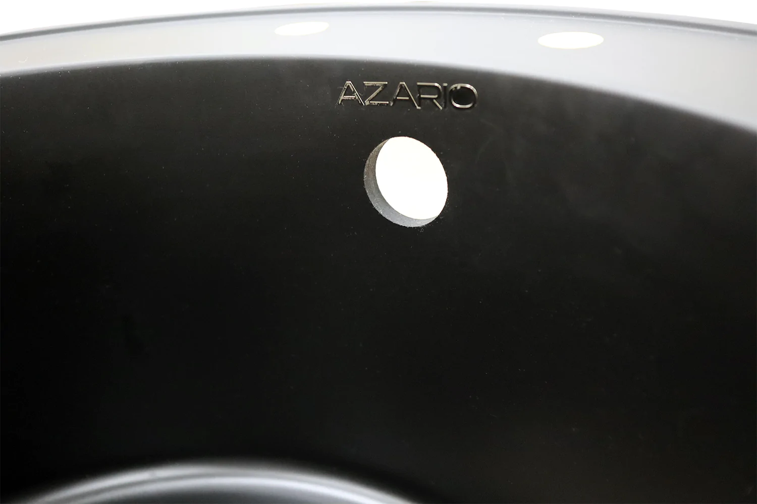 Кухонная мойка AZARIO Sivas 480х480х197 кварцевая, круглая, сифон в комплекте, цвет Черный (CS00097657) — фото №4
