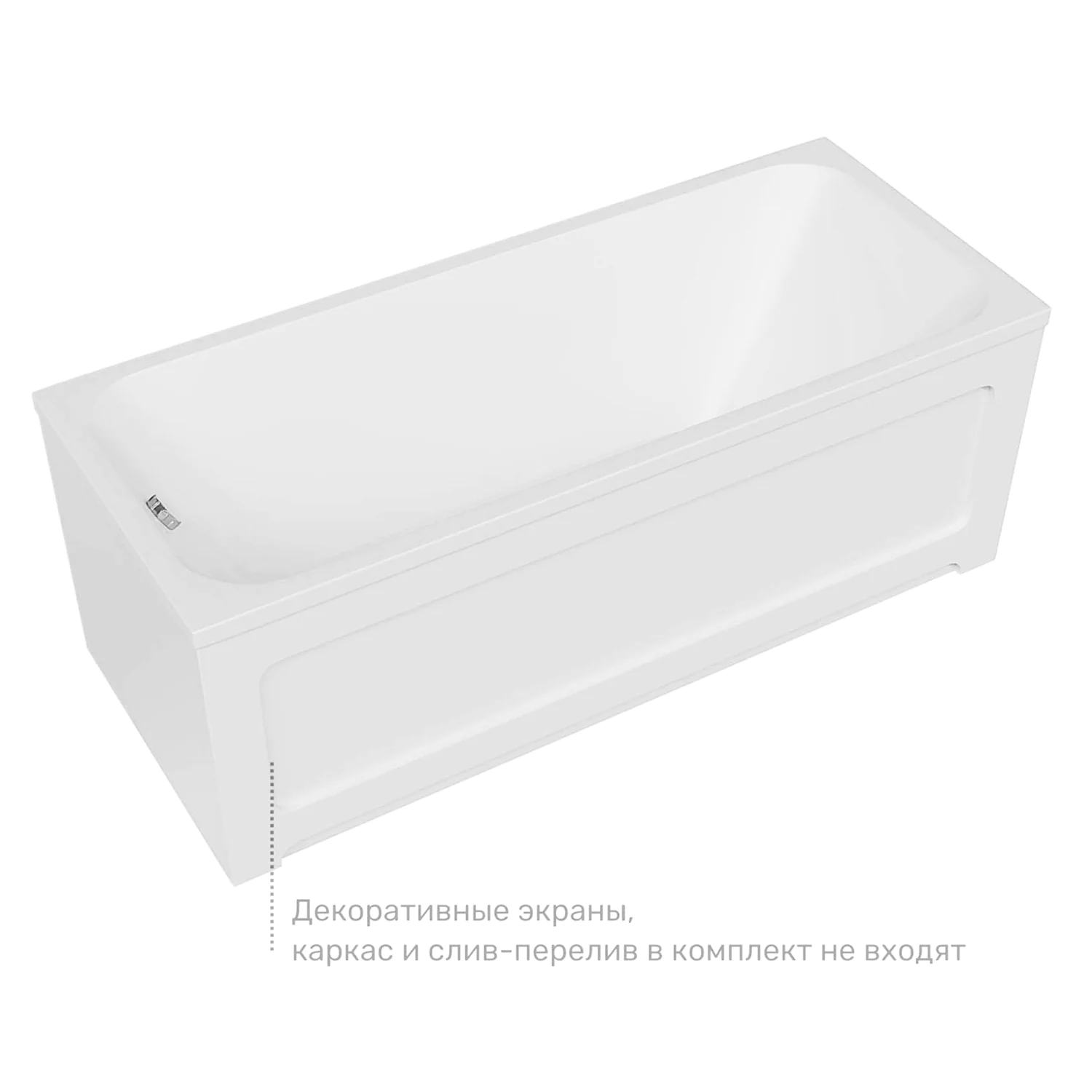 Ванна акриловая Azario BELLA 120*70 см, пристенная, прямоугольная, белый (AV.0020120) — фото №3