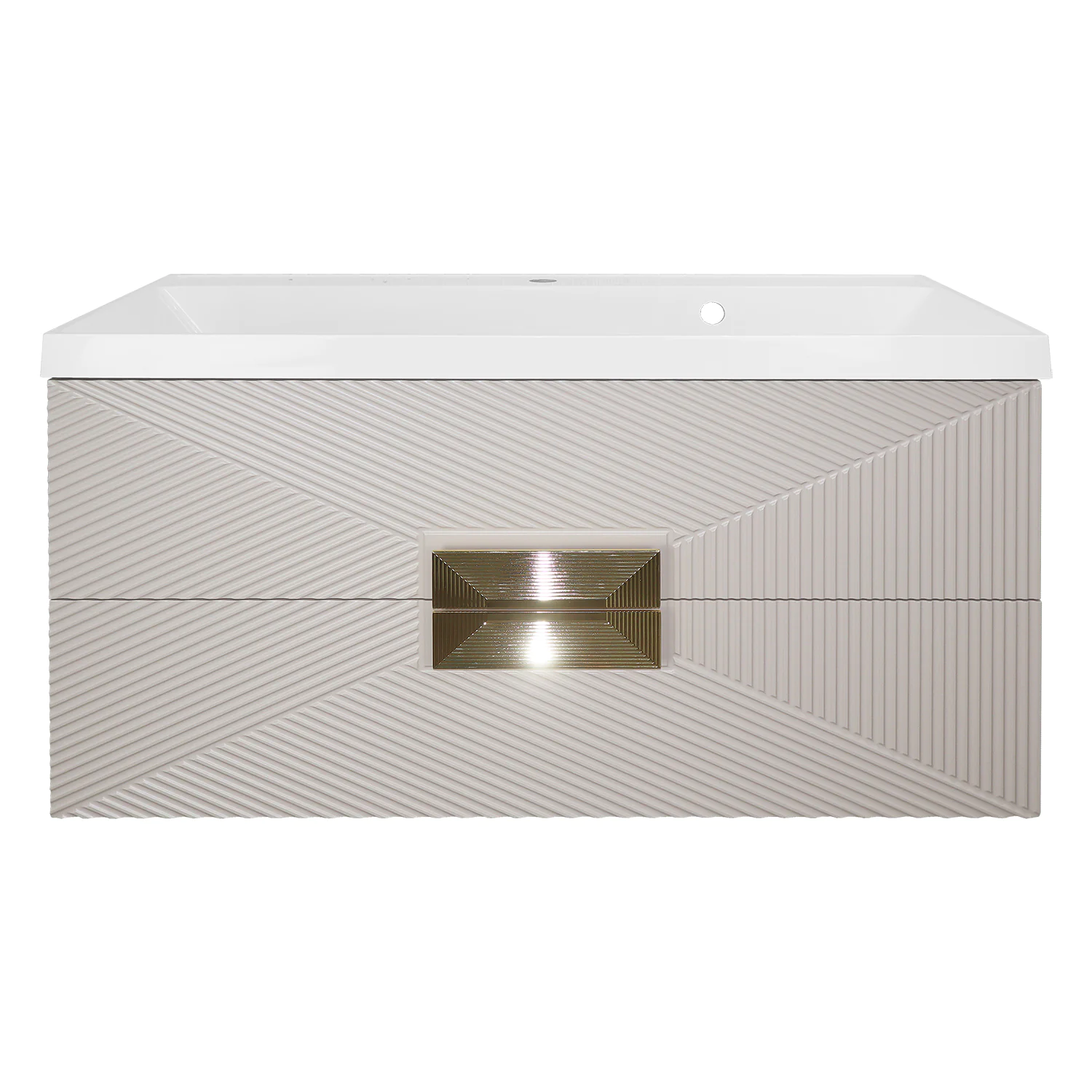 Комплект Azario ZENA Тумба 100/2 1000х450х585 подвесная, с раковиной CLASSIK 100, кашемир, ручка золото (CS00096979) — фото №3