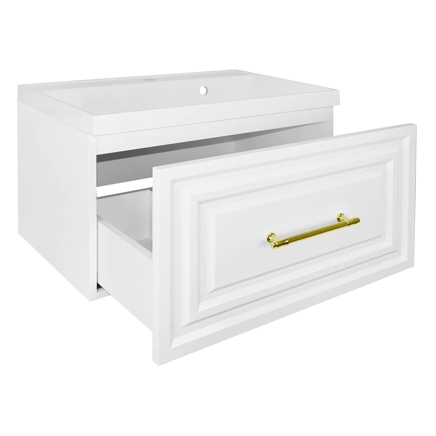 Комплект Тумба Azario LAURA 70/1 700х450х455 подвесная, с раковиной CLASSIK 70, белый глянцевый, фурнитура золото (CS00104006) — фото №2