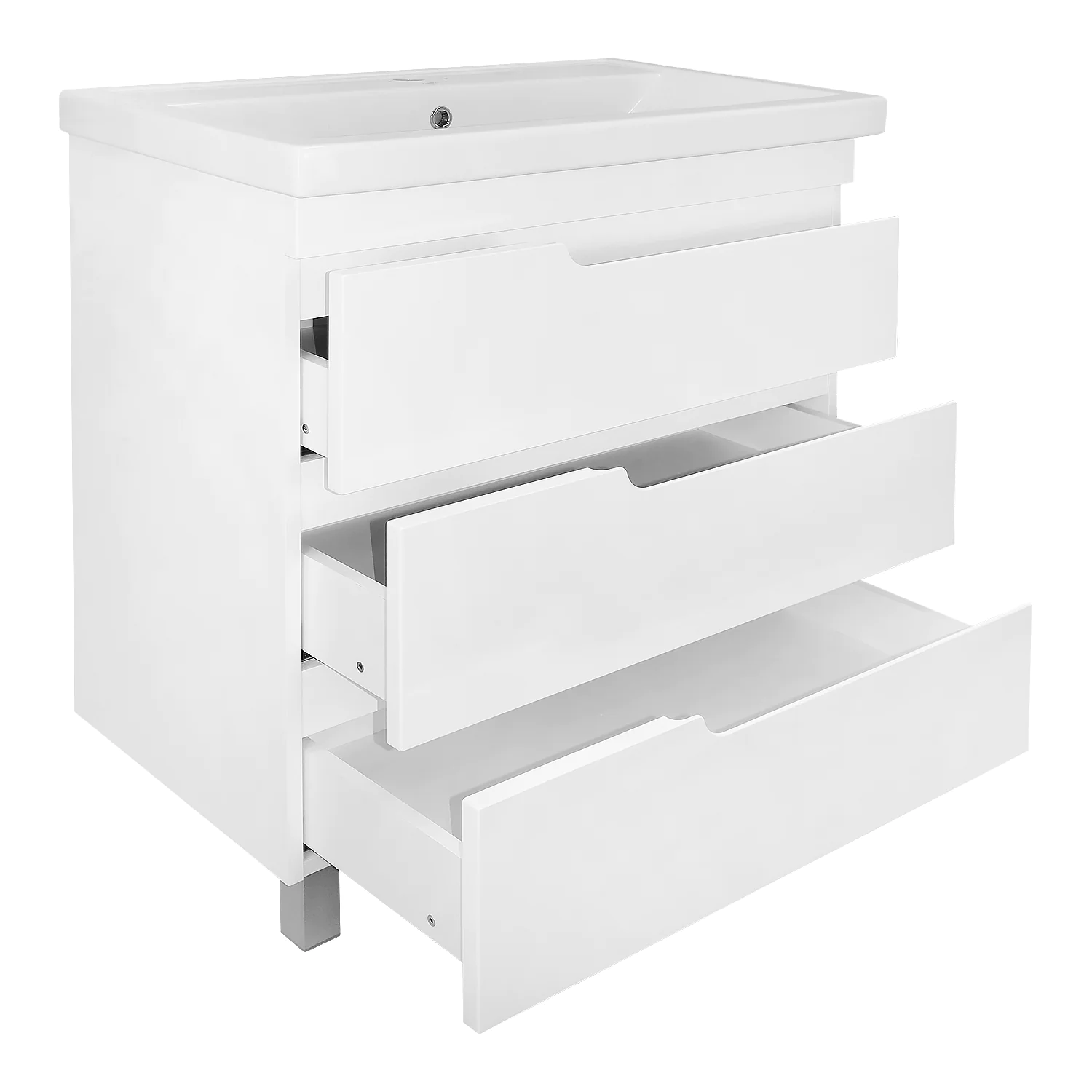 Комплект Тумба Azario KANTRI 80/3Н 800х460х870 напольная, с раковиной Фостер 80, белый глянец (CS00097257) — фото №2