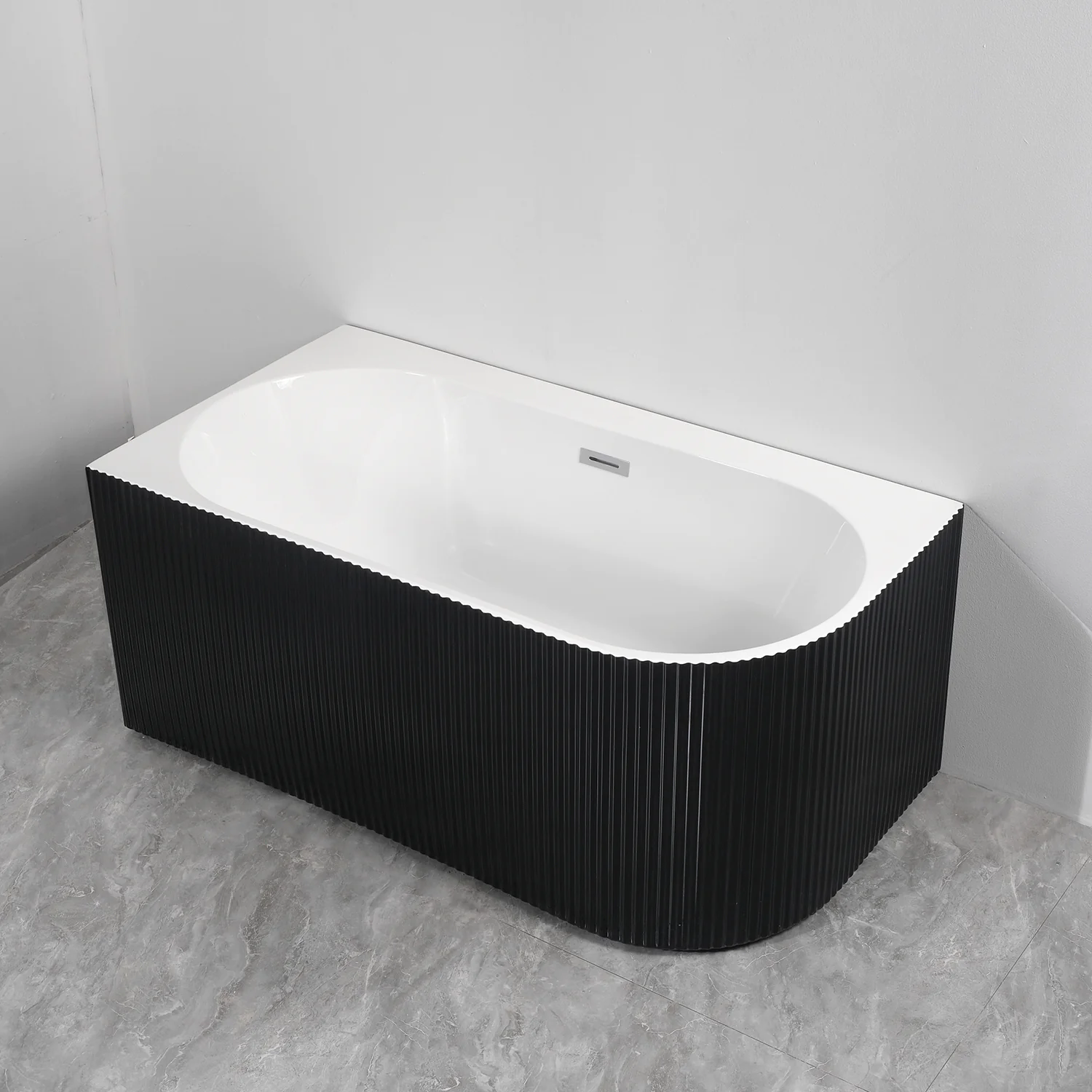 Ванна акриловая Azario LAGO BLANCO BLACK 1700х750х580 пристенная, левосторонняя, в комплекте с сифоном и металлической рамой, белый глянец/черный матовый (AZ-6724-1CLB 17075) — фото №4