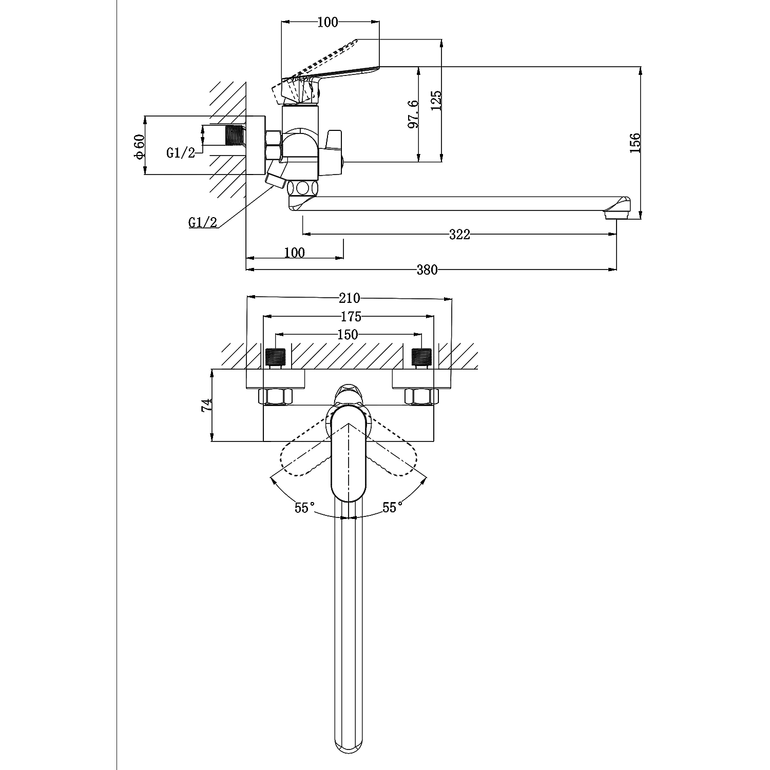 Смеситель для ванны Azario Alanti керамический картридж, длинный излив, с ручным душем, шланг 150 см, золото матовое (AZ-K1732MG) — фото №8