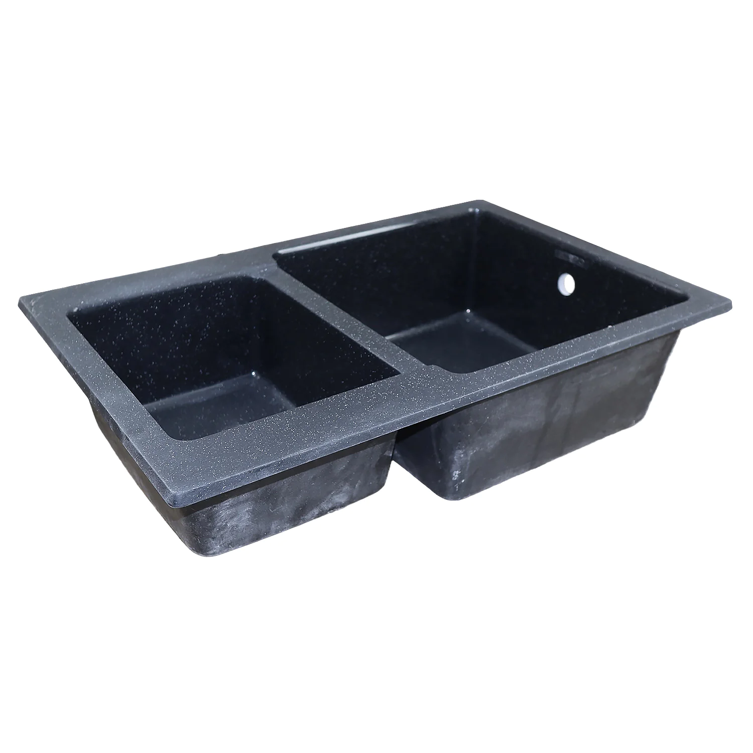 Кухонная мойка AZARIO Ostin 770×510х210 искусственный мрамор, двойная, сифон в комплекте, цвет черный (CS00105244) — фото №2