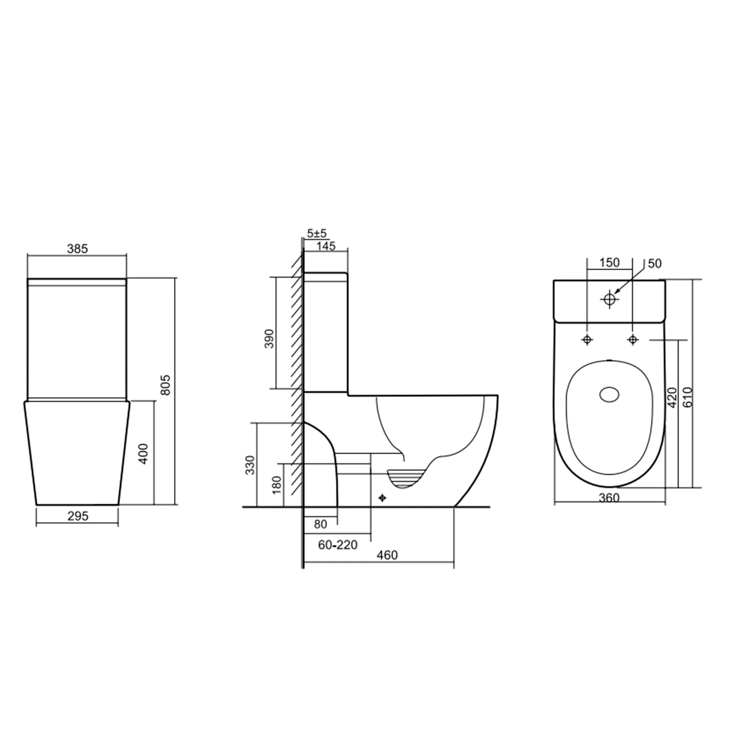 Унитаз-компакт Azario Cobalt-Black 610x360x805 напольный, безободковый, система смыва «скрытое Торнадо», с быстросъемным сиденьем «Микролифт», черный матовый (AZ-6089A-MB) — фото №12