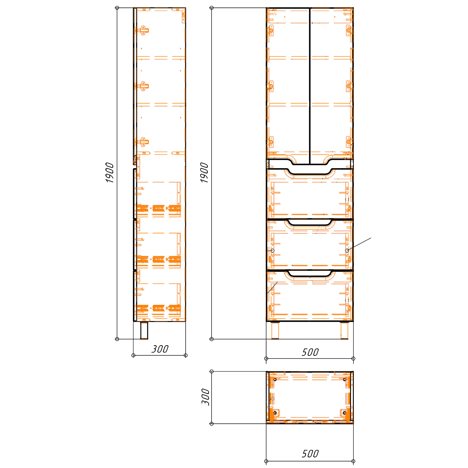 Пенал напольный Azario KANTRI 50/3 500х35х1900, белый глянец (CS00097266)(CS00097265) — фото №7
