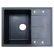 Кухонная мойка AZARIO Tavas 620х480х197 кварцевая, прямоугольная, сифон в комплекте, цвет Черный (CS000976724)