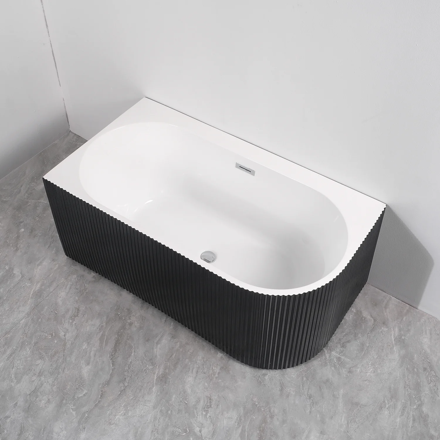 Ванна акриловая Azario LAGO BLANCO BLACK 1700х750х580 пристенная, левосторонняя, в комплекте с сифоном и металлической рамой, белый глянец/черный матовый (AZ-6724-1CLB 17075) — фото №5