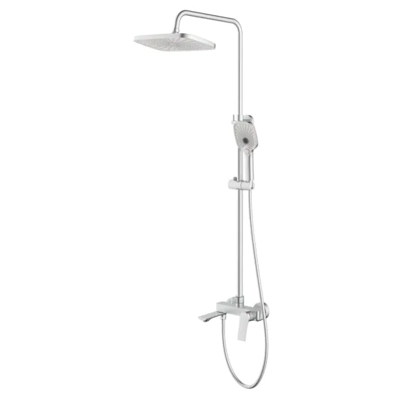 Душевая система Azario Lursy с квадратным тропическим душем, керамический картридж, шланг 150 см, сатин (AZ-K2349BN)