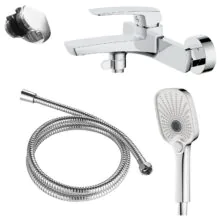 Смеситель для ванны Azario Conda с ручным душем, керамический картридж, шланг 150 см, хром (AZ-K3011)