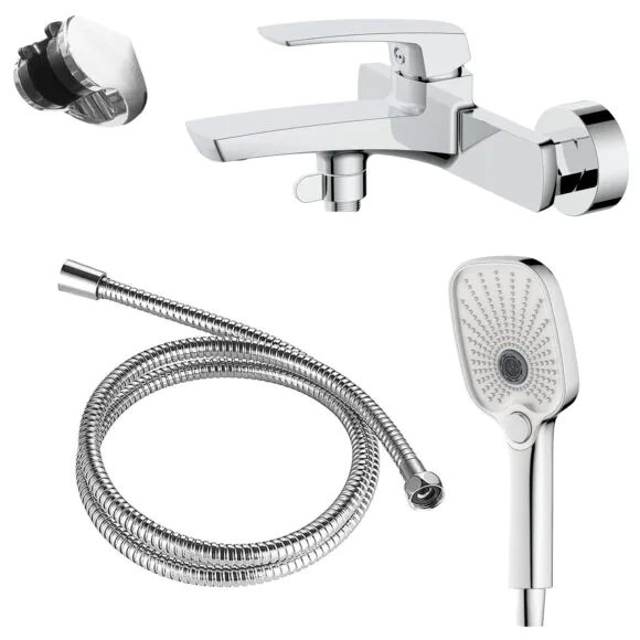 Смеситель для ванны Azario Conda с ручным душем, керамический картридж, шланг 150 см, хром (AZ-K3011)