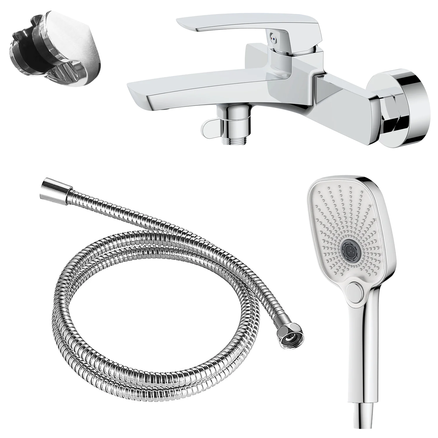 Смеситель для ванны Azario Conda с ручным душем, керамический картридж, шланг 150 см, хром (AZ-K3011) — фото №1