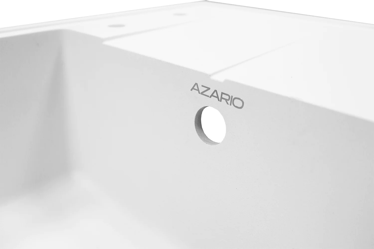 Кухонная мойка AZARIO Tavas 620х480х197 кварцевая, прямоугольная, сифон в комплекте, цвет Белый (CS00097670) — фото №3