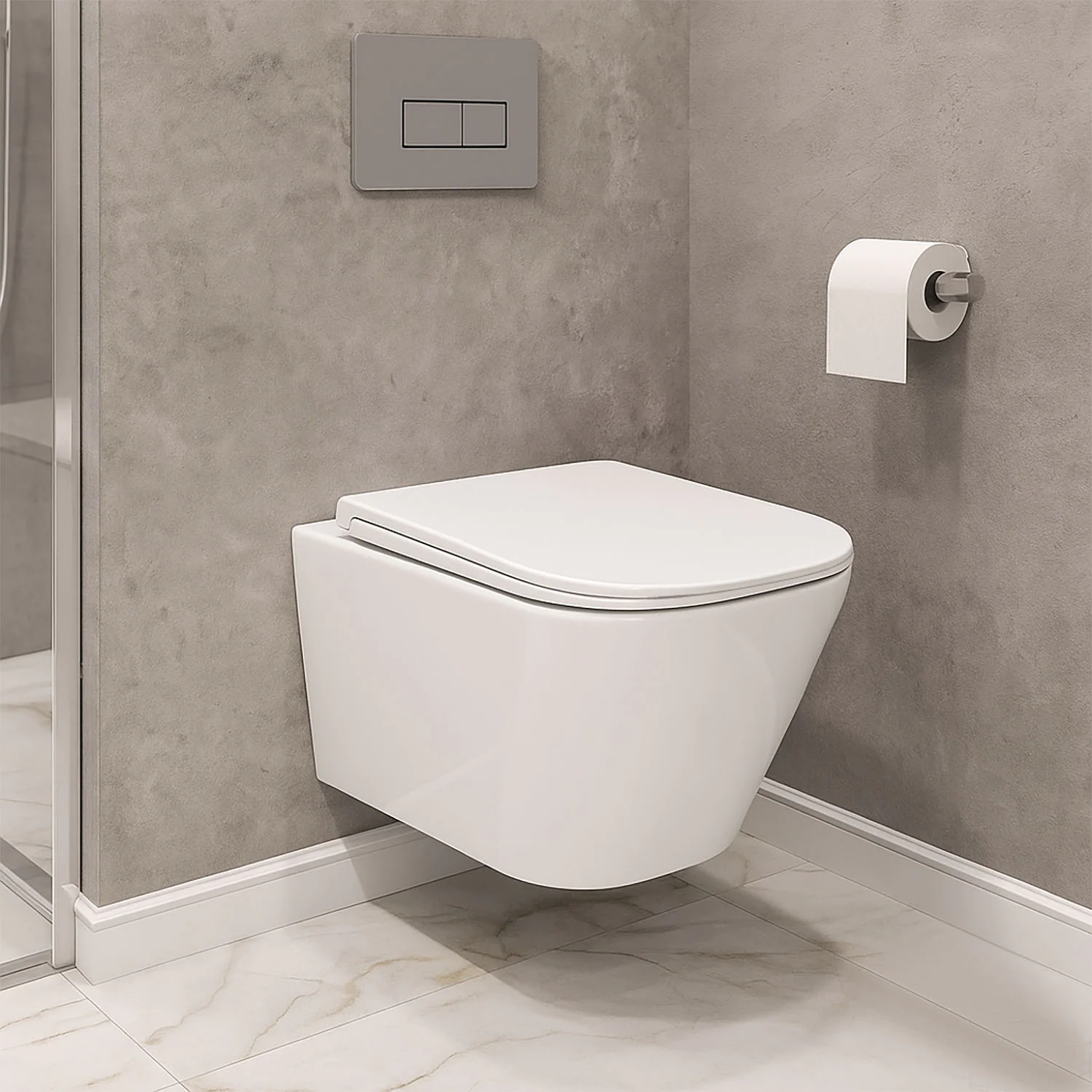 Унитаз подвесной Azario ESCONDA 345х490х350 безободковый, смыв «Скрытое Торнадо», с быстросъемным сиденьем микролифт (AZ-2805E) — фото №15