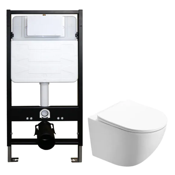 Сет: Инсталляция для подвесного унитаза AZARIO FORTE + подвесной унитаз Azario Trevi смыв «Скрытое торнадо» сиденье микролифт (AZ-100-100F+AZ-0093UQ3)