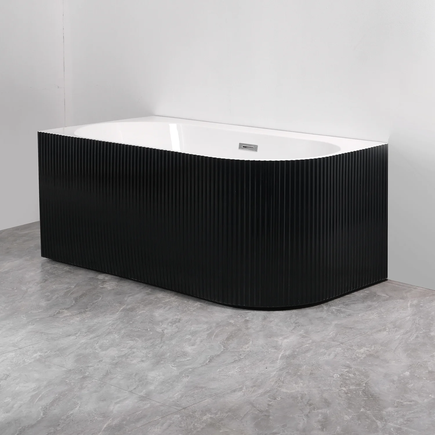 Ванна акриловая Azario LAGO BLANCO BLACK 1700х750х580 пристенная, левосторонняя, в комплекте с сифоном и металлической рамой, белый глянец/черный матовый (AZ-6724-1CLB 17075) — фото №3
