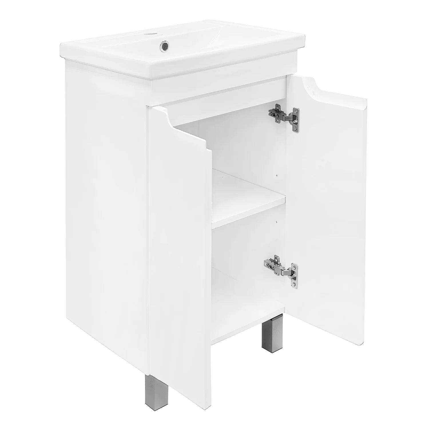 Комплект Тумба Azario KANTRI 50Н 500х400х870 напольная, с раковиной Фостер 50, белый глянец (CS00097247) — фото №2