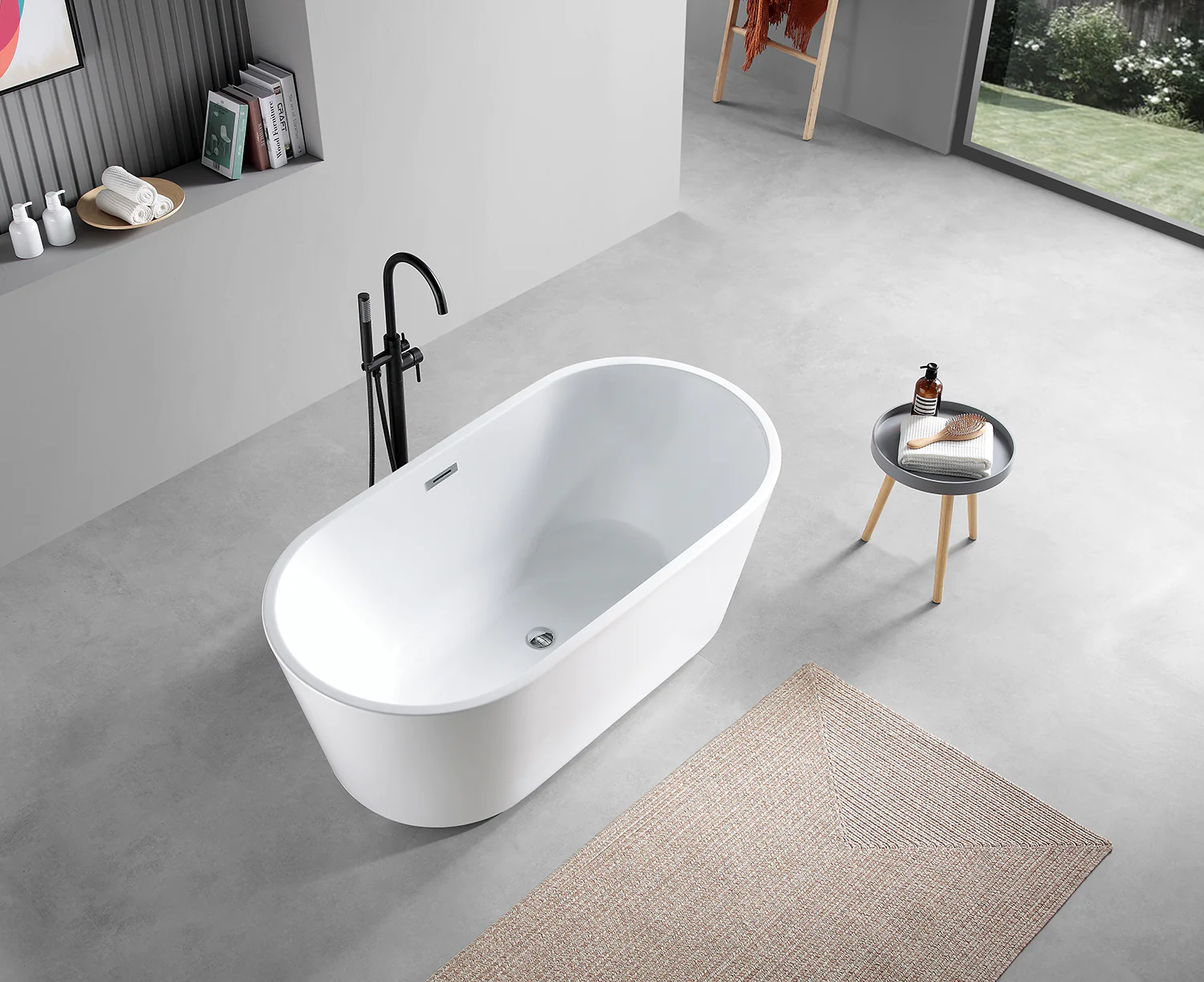 Ванна акриловая Azario RICH 1700x750x580 отдельностоящая, в комплекте с сифоном и металлической рамой, цвет белый (AZ-6605-17075) — фото №5