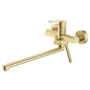 Смеситель для ванны Azario Alanti керамический картридж, длинный излив, с ручным душем, шланг 150 см, золото матовое (AZ-K1732MG) — фото №2