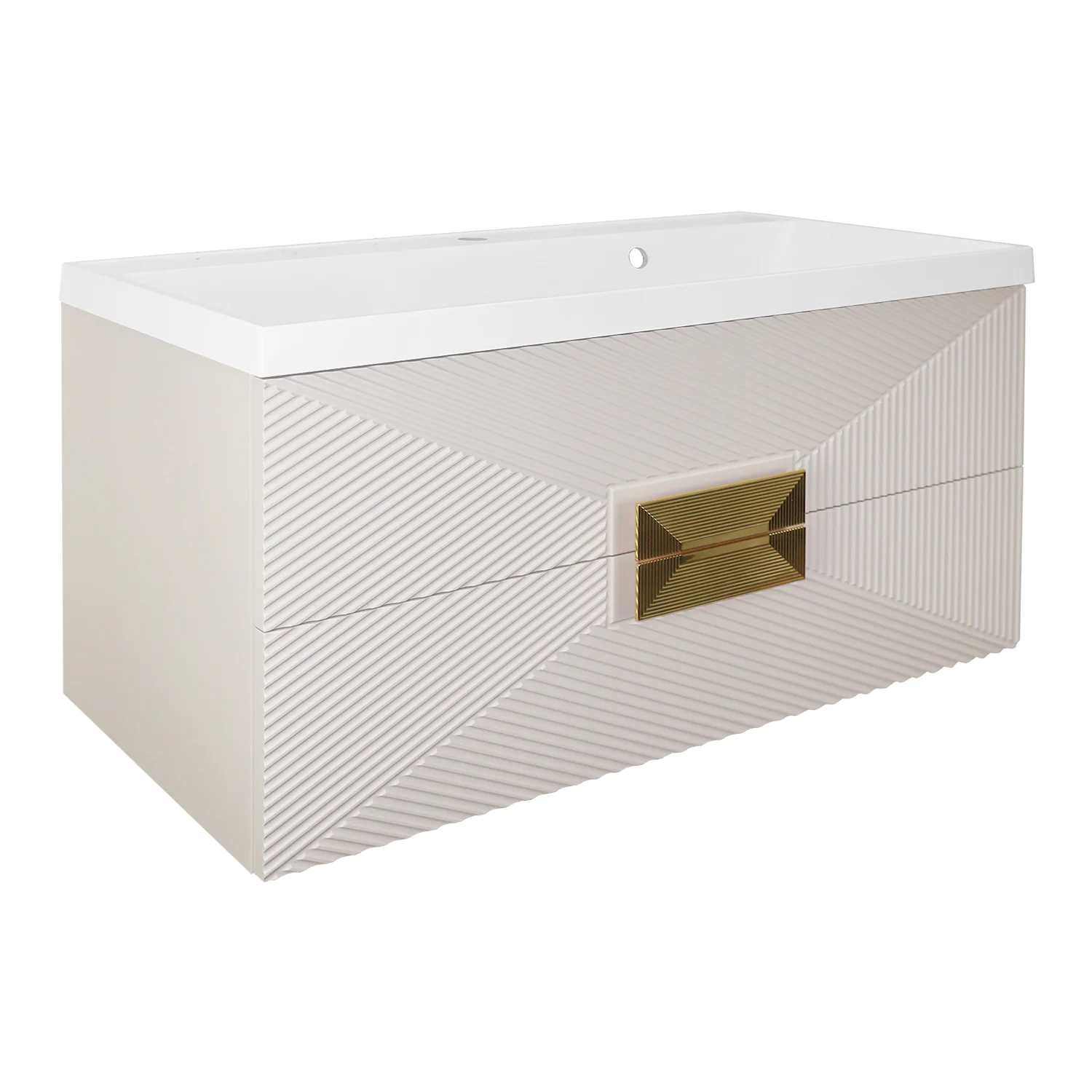 Комплект Azario ZENA Тумба 100/2 1000х450х585 подвесная, с раковиной CLASSIK 100, кашемир, ручка золото (CS00096979) — фото №1