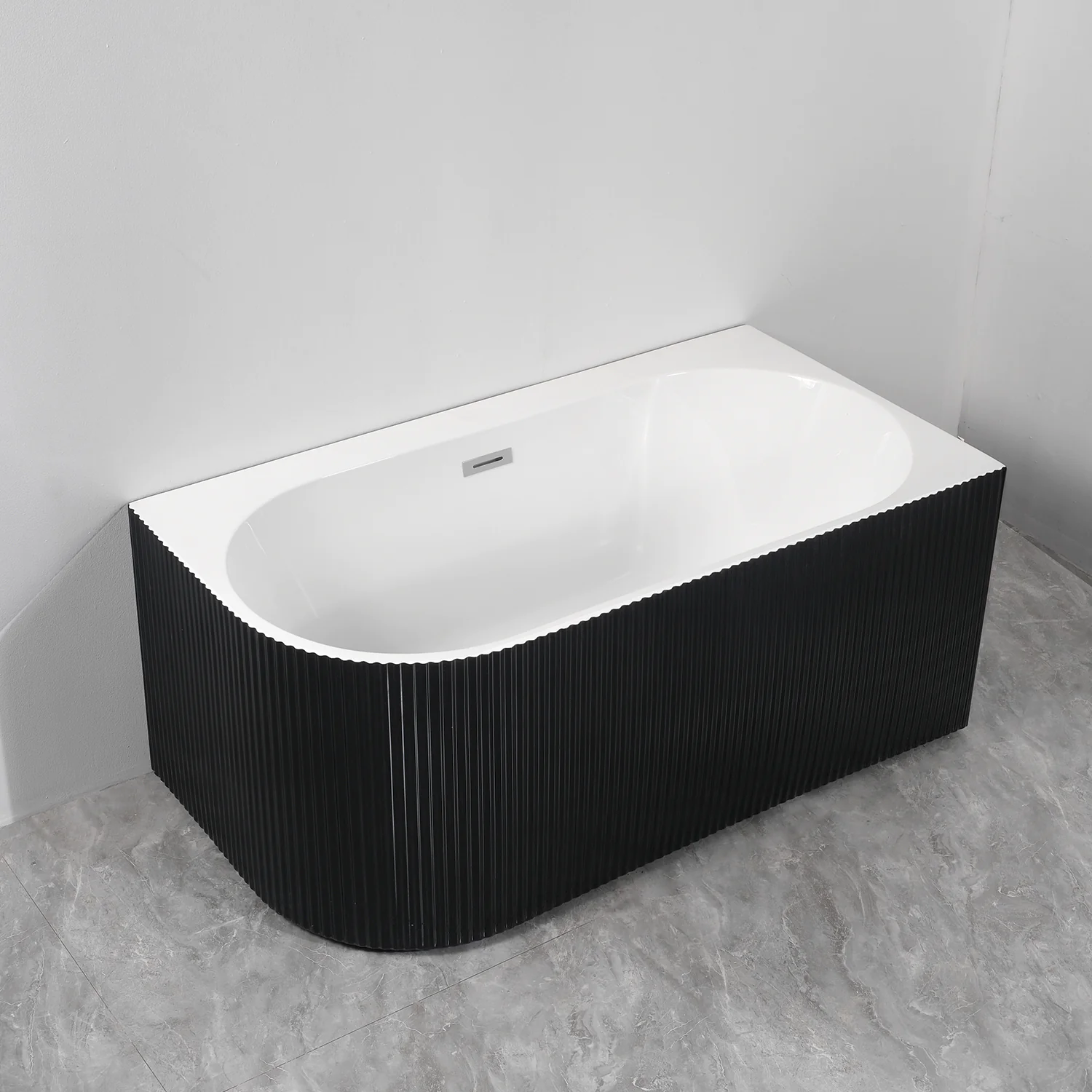 Ванна акриловая Azario LAGO BLANCO BLACK 1700х750х580 пристенная, правосторонняя, в комплекте с сифоном и металлической рамой, белый глянец/черный матовый (AZ-6724-1CRB 17075) — фото №4