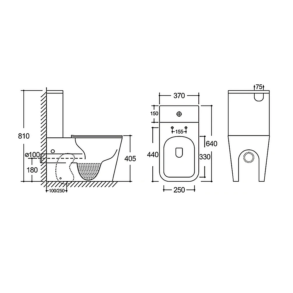 Унитаз-компакт Azario Black King 370х640х810 безободковый, с быстросъемным сиденьем микролифт, черный матовый (AZ-8303D) — фото №16