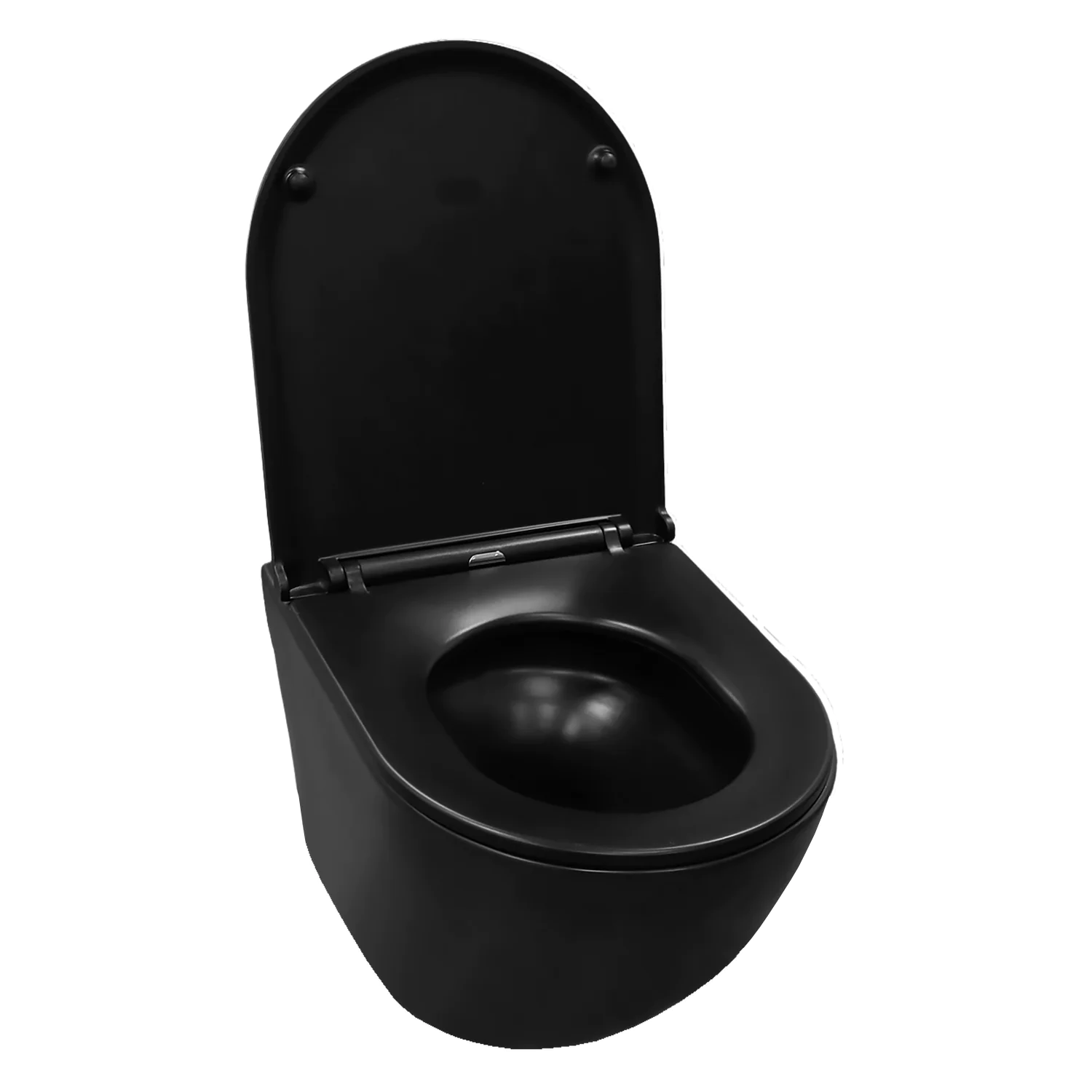 Унитаз подвесной Azario Grado 370х490х360 безободковый, слив «Скрытое Торнадо», с быстросъемным сидением микролифт, черный матовый (AZ-0046-UQ3-MB) — фото №3