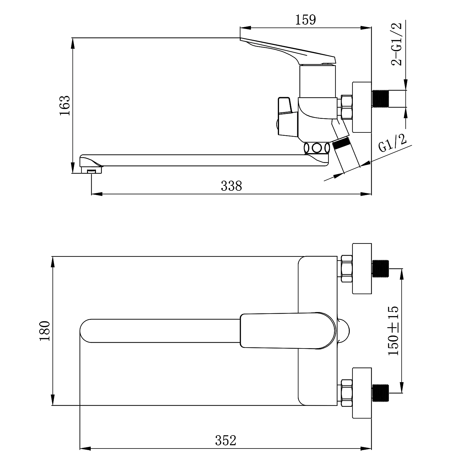 Смеситель для ванны Azario Lursy керамический картридж, длинный излив, с ручным душем, шланг 150 см, черный матовый (AZ-K1749B) — фото №8